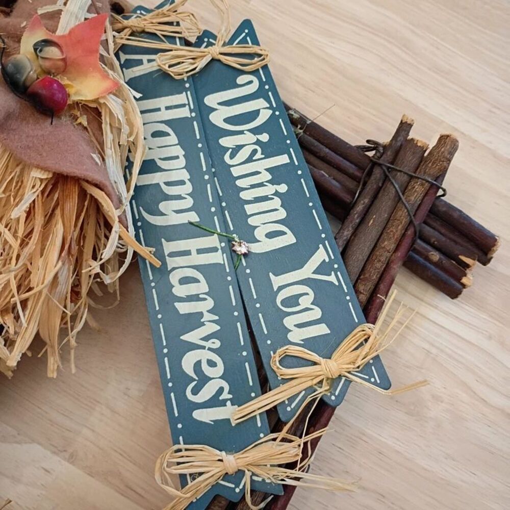 Large Happy Harvest Wooden Wall Hanging Fall Decoration - Picture 6 of 10